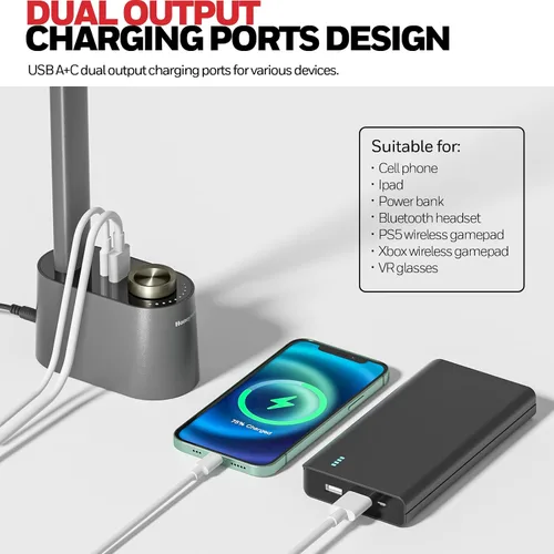 Miniatura 3 de Honeywell Lámpara de escritorio LED mejorada - H01 Pro Sunturalux™ Luz de escritorio plegable con puerto de carga USB A+C, lámpara de mesa regulable