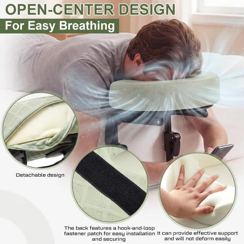 Miniatura 5 de Qunclay Reposacabezas de masaje para cama, color verde, altura ajustable, cuna de masaje en casa, masajes portátiles, soporte para reposacabezas