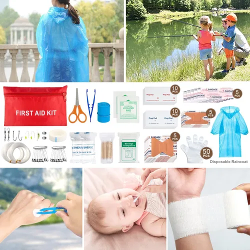 Miniatura 8 de Kit de supervivencia de emergencia de 238 piezas y kit de primeros auxilios, herramienta de equipo de supervivencia profesional con bolsa táctica