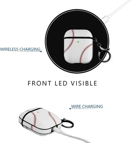 Miniatura 6 de Funda para Airpods Pro, diseño de béisbol, a prueba de golpes, para auriculares, Airpods Pro, con llavero frontal LED visible