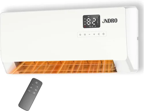 Miniatura 8 de Calentador de espacio montado en la pared con termostato ECO y control remoto, pantalla LED, modos de oscilación de 60°/90°/120°, temporizador de 24