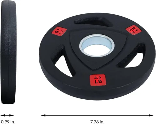 Miniatura 2 de Fitvids - Disco de pesas de hierro fundido olímpico de 2 pulgadas para entrenamiento de fuerza y levantamiento de pesas, estilo con revestimiento