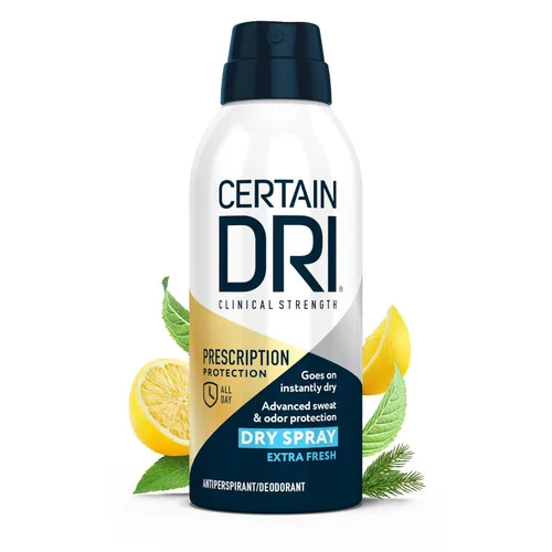 Certain Dri Prescription-Strength - Spray antitranspirante clínico en seco – 72 horas de protección contra el sudor y el olor para hombres y mujeres