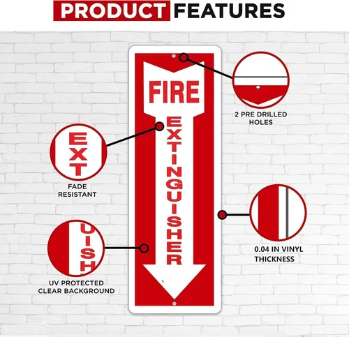 Miniatura 2 de Olanzu Paquete de 12 letreros para extintor de incendios – 4 x 12 pulgadas – Plástico de alta calidad de 40 mil de grosor, laminado para máxima