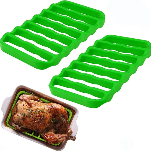 Miniatura 10 de Paquete de 2 estantes de silicona para asar antiadherentes, fáciles de limpiar, para cocinar, hornear y cocinar al vapor (paquete de 2)