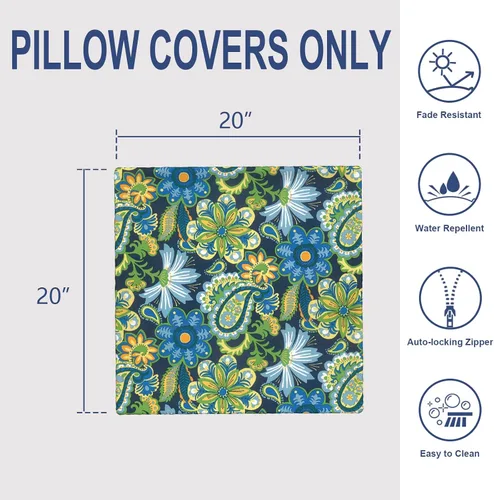 Miniatura 828 de Juego de 2 almohadas para exteriores de 16 x 16 pulgadas, repelentes al agua con interiores, para muebles de patio, hogar, jardín, geometría bohemia