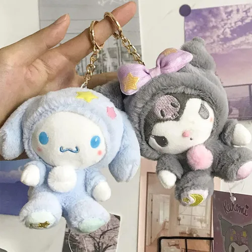 Miniatura 6 de Ahlsense Llavero de peluche lindo de dibujos animados de anime de 5 pulgadas (B)