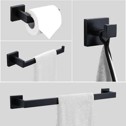 Miniatura 7 de Ralbay Toallero de baño, juego de 5 piezas de accesorios de baño de acero inoxidable de alta calidad, juego de toallero montado en la pared