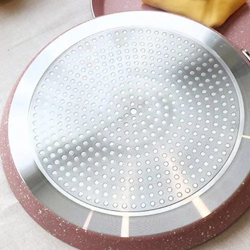 Miniatura 7 de Hemoton Sartén antiadherente de aluminio de 13.38 pulgadas para tortillas y panqueques, sartén saludable de doble uso con calor rápido y diseño apto
