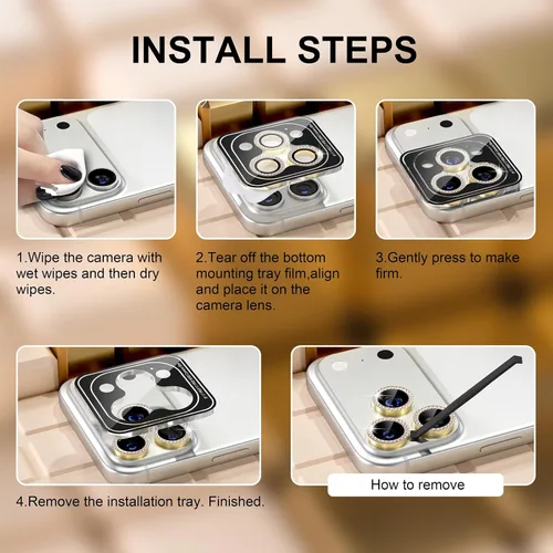 Miniatura 7 de Misea Compatible con iPhone 17 Pro/iPhone 17 Pro Max Protector de Lente de Cámara Brillante, Vidrio Templado 9H Cubierta de Cámara Protector