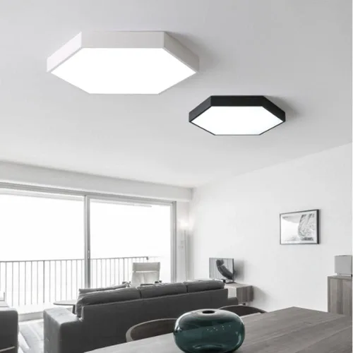Miniatura 4 de Lámpara de techo LED regulable de montaje empotrado, luz de panel hexagonal simple, lámpara de techo moderna de montaje en superficie con control