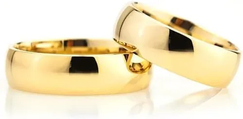 Juego de anillos de boda de 0.236 pulgadas, chapado en oro de 14 quilates, juego de alianzas de boda a juego personalizado para hombre y mujer