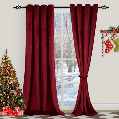 Miniatura 8 de XWZO Cortinas de terciopelo azul de 63 pulgadas de largo, elegantes cortinas de lujo suaves para sala de estar, aislamiento térmico, oscurecimiento