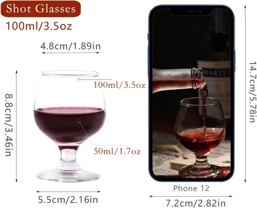 Miniatura 2 de Glsairy Lindos Vasos de Chupito Pequeños Snifters de Brandy Juego de 8 Copas de Coñac Copas de Oporto Vasos de Tequila (3.5 oz 100 ml)