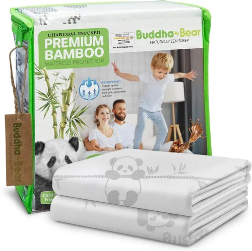 Miniatura 9 de Protector de colchón de bambú premium impermeable Extra suave Carbón fundido para control de olores Se adapta a camas de hasta 21 pulgadas