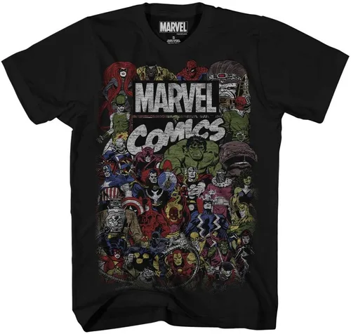 Miniatura 3 de Marvel Avengers Comics Logo - Camiseta gráfica para hombre, Negro