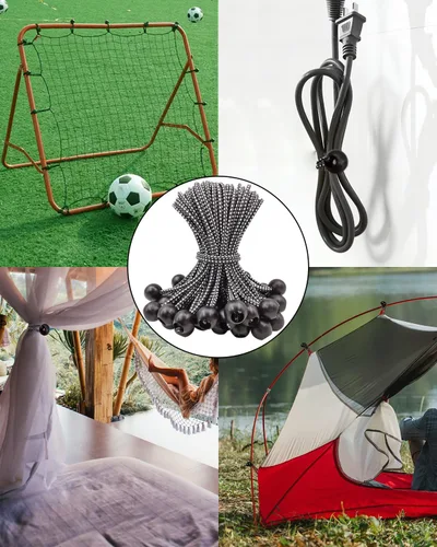 Miniatura 6 de Cuerdas elásticas de bolas de 6 pulgadas, 25 cuerdas elásticas pequeñas con bolas, mini bolas elásticas resistentes al aire libre para lona, toldo