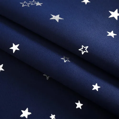 Miniatura 6 de Cortinas opacas plateadas para sala de estar, cortinas de dormitorio de niños y niñas, cortinas de tul blanco para ventana de ventana azul estrella