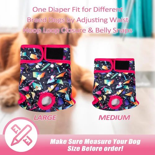 Miniatura 53 de Leekalos Pañales reutilizables lavables para perras, pañales para perras, altamente absorbentes, pañales ajustables para cachorros, pañales