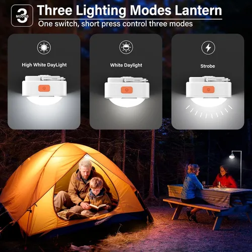 Miniatura 5 de Luces de campamento recargables FLY2SKY 2 piezas de luces blancas de tienda de campaña mini linterna portátil LED linterna de campamento