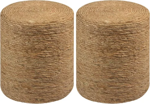 Miniatura 15 de Wimarsbon Taburete de pie de hierba marina natural, otomana redonda tejida a mano, para sala de estar, asiento al aire libre (natural)