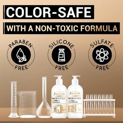 Miniatura 5 de Champú y acondicionador de agua de arroz para adelgazar el cabello, con ingredientes naturales que incluyen biotina y cafeína, hombres y mujeres