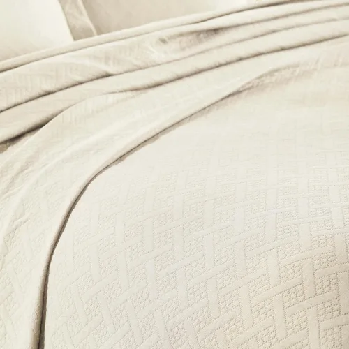 Miniatura 3 de Colcha Superior 100% algodón con diseño de tejido de canasta y fundas de almohada, ropa de cama de alta calidad de algodón matelasse jacquard