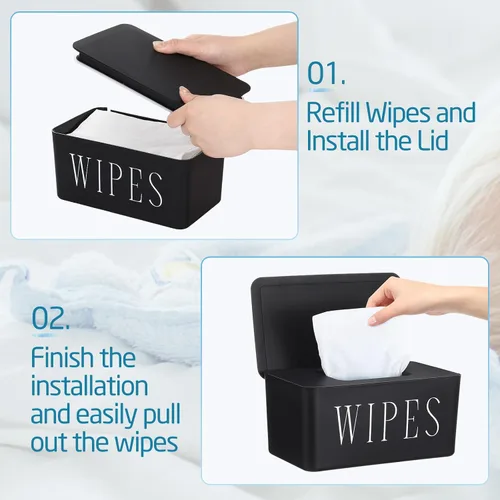 Miniatura 3 de 3 Pack Dispensador Portapapeles de Toallitas para Bebé Contenedor de Toallitas para Baño con Tapa Caja de Almacenamiento de Papel Higiénico