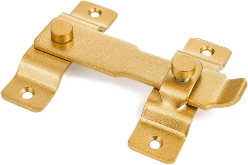 Miniatura 7 de INIRET Pestillos para puerta de granero, 4.33 x 3.23 pulgadas, de acero inoxidable dorado, para puerta de granero, cierre de puerta abatible