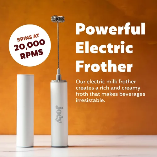 Miniatura 2 de Joe'y Espumador de leche eléctrico, mezclador de mano recargable por USB, varita espumadora de acero inoxidable de doble velocidad con doble batidor