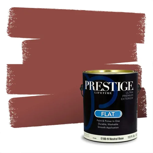 Miniatura 103 de Prestige Paints Pintura exterior e imprimación en uno, 1 galón, plano, coincidencia comparable de Valspar* Amber Rose*