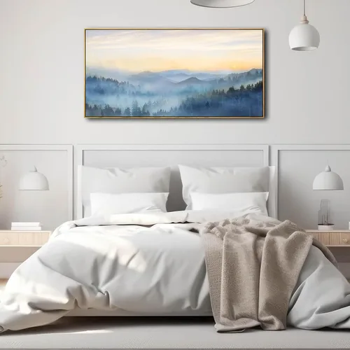 Miniatura 3 de YJYart Arte de pared de árbol para sala de estar, bosque y naturaleza, pintura de 20 x 40 pulgadas, enmarcado, paisaje, impresión en lienzo