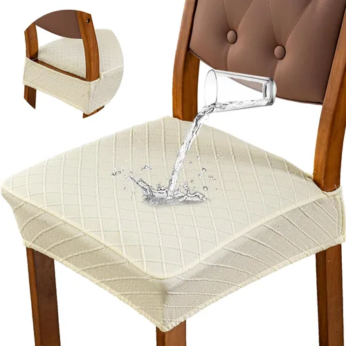 Miniatura 23 de Genina Fundas de asiento impermeables para sillas de comedor, fundas para sillas de comedor, fundas para sillas de cocina (caqui, 6 piezas)