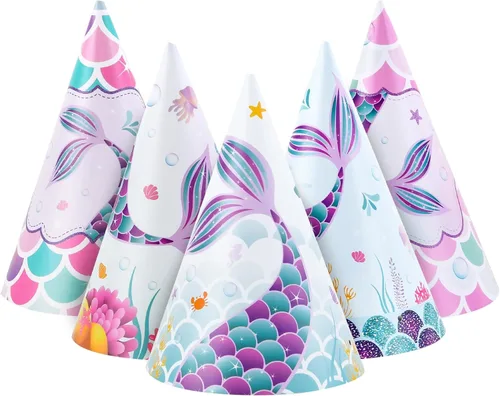 Miniatura 13 de WERNNSAI Sombreros de Fiesta de Cumpleaños - 12 Piezas Suministros de Fiesta de Cumpleaños Sombreros de Cono con Diademas Sombreros de Papel