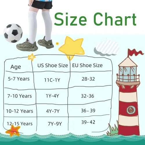 Miniatura 7 de Marchare Calcetines de fútbol para niños, calcetines de fútbol para niños, calcetines deportivos sólidos hasta la rodilla para niños y niñas