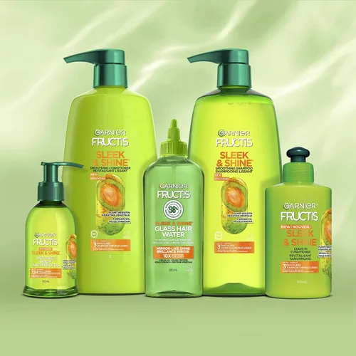 Miniatura 8 de Garnier Fructis Sleek & Shine - Agua de vidrio para el cabello, enjuague laminar, 10 segundos, aceite de argán, 6.0 onzas líquidas, 1 unidad