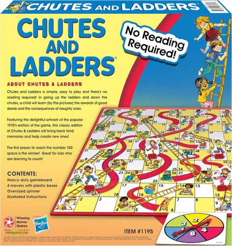 Miniatura 3 de Serpientes y Escaleras Clásico con Arte de los años 70 por Winning Moves Games USA para Niños de 3 Años en Adelante, Juegos Preescolares para 2-4