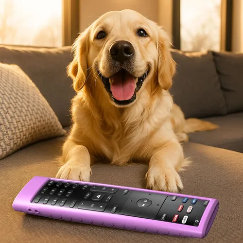 Miniatura 6 de Paquete de 4 fundas para VIZIO XRT136 / XRT140 Smart TV con control remoto de silicona con cordón que brilla en la oscuridad, morado, azul, verde