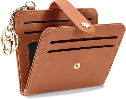 Miniatura 30 de Airkit Billeteras pequeñas para mujer, con bloqueo RFID, de cuero, con ventana de identificación, carteras para tarjetas para mujer, con monedero