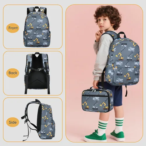 Miniatura 19 de CAMTOP - Conjunto de mochila y lonchera con estampados divertidos para niños de preescolar y primaria), Y0058-2