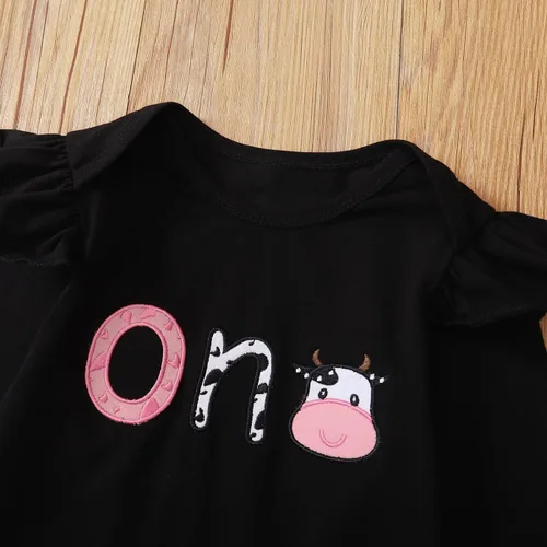 Miniatura 6 de Detigee Traje de primer cumpleaños para niñas, traje de cumpleaños de vaca, ropa de primer cumpleaños para bebés