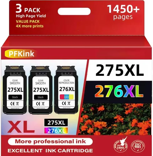 Paquete combinado de cartuchos de tinta 275XL 276XL para Canon, PG-275XL CL-276XL Reemplazo compatible con PIXMA TS3500 TS3520 TS3522 TS3700 TS3720