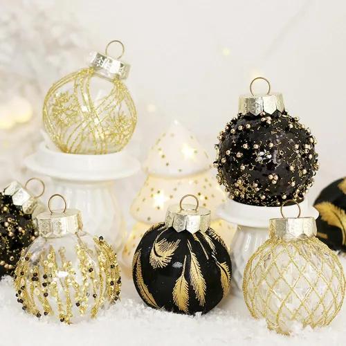Miniatura 2 de Esferas de adornos de Navidad, exquisitas decoraciones navideñas para árbol, pintura de PET, colgante de Navidad, 25