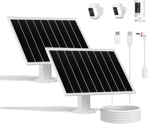 Miniatura 10 de Panel solar de 8 W y 5 V, cargador solar impermeable IP65 para exteriores, puertos micro USB USB-C DC35135, cable de 9.5 pies y soporte ajustable