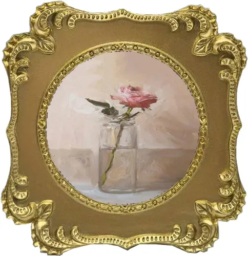 SIKOO Marcos dorados vintage de 3 x 3 pulgadas, marco de fotos redondo para mesa y pared, decoración de pared vintage, arte de pared ornamentado