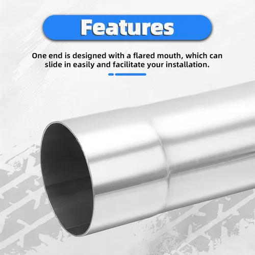 Miniatura 5 de Tubo de Escape de 2.5" DE (Diámetro Exterior) de 45 Grados, Tubo de Escape de 45 Grados Hecho de Acero Inoxidable para Automóvil DIY Tubo de Escape