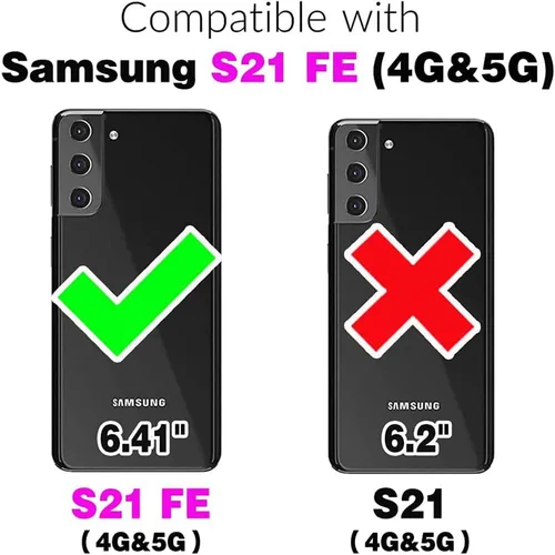 Miniatura 2 de Funda de teléfono para Samsung Galaxy S21 FE Gaxaly S 21 FE 5G con protector de pantalla de vidrio templado, tarjetero con soporte para tarjetero
