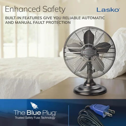 Miniatura 6 de Lasko Ventilador de mesa oscilante, portátil, 3 velocidades silenciosas, para dormitorio, cocina y oficina, 17 pulgadas, bronce, R12210