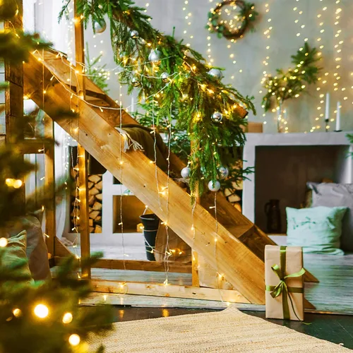 Miniatura 2 de Selarlyt 100 luces LED de Navidad para interiores y exteriores, luces blancas cálidas para árbol de Navidad, cable transparente, 39 pies, tira