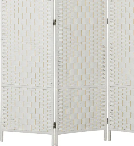 Miniatura 9 de HOMCOM Divisor de habitación, pantalla de privacidad plegable de 3 paneles, 6 pies de alto, divisor de pared de tejido de mimbre portátil para Blanco
